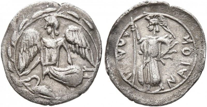 SICILY. Kamarina. Circa 461-440/35 BC. Litra (Silver, 13 mm, 0.58 g, 12 h). Nike...