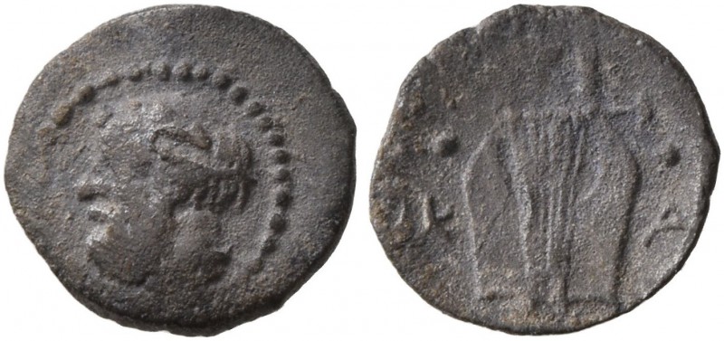 SICILY. Katane. Circa 405-403/2 BC. Tetras (Silver, 8 mm, 0.19 g, 7 h). Balding ...