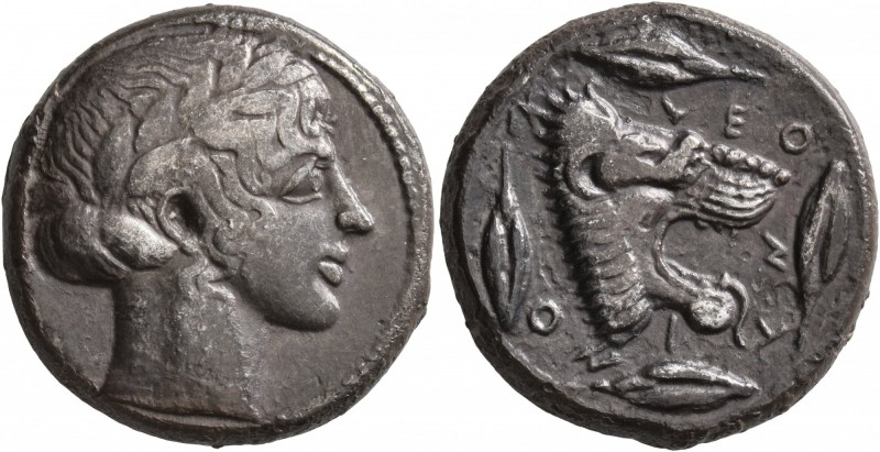 SICILY. Leontini. Circa 450-440 BC. Tetradrachm (Silver, 24 mm, 16.70 g, 1 h). L...