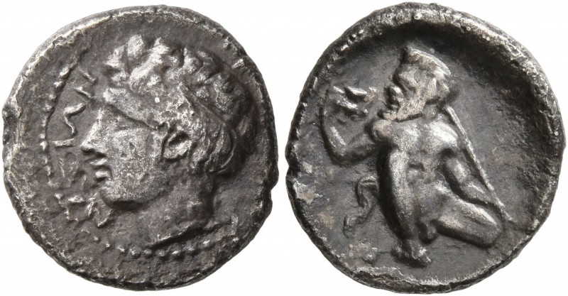 SICILY. Naxos. Circa 420-403 BC. Hemidrachm (Silver, 14 mm, 1.95 g, 12 h), signe...
