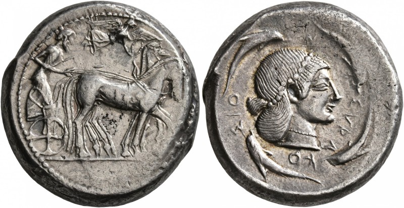 SICILY. Syracuse. Deinomenid Tyranny , 485-466 BC. Tetradrachm (Silver, 24 mm, 1...