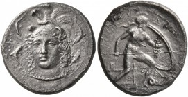 SICILY. Syracuse. Dionysios I , 405-367 BC. Drachm (Silver, 18 mm, 3.87 g, 4 h), unsigned dies in the style of Eukleidas, circa 405-400. [ΣΥΡAKOΣIΩN] ...