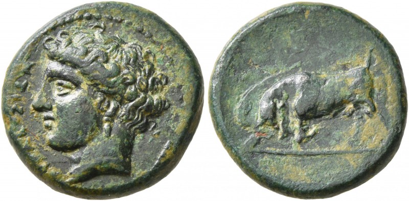SICILY. Syracuse. Agathokles , 317-289 BC. AE (Bronze, 16 mm, 4.01 g, 6 h). ΣYPA...