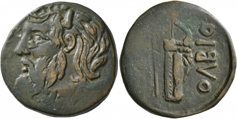 SKYTHIA. Olbia. Circa 310-280 BC. AE (Bronze, 28 mm, 9.07 g, 8 h). Horned head o...