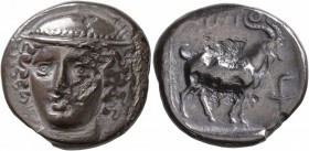 THRACE. Ainos. Circa 400/399-398/7 BC. Tetradrachm (Silver, 24 mm, 14.52 g, 1 h). Head of Hermes facing slightly to left, wearing petasos. Rev. AINION...