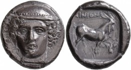 THRACE. Ainos. Circa 398/7-396/5 BC. Tetradrachm (Silver, 24 mm, 13.49 g, 12 h). Head of Hermes facing slightly to left, wearing petasos. Rev. AINION ...