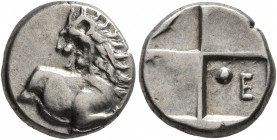 THRACE. Chersonesos. Circa 386-338 BC. Hemidrachm (Silver, 12 mm, 2.38 g, 8 h). Forepart of a lion to right, head turned back to left. Rev. Quadripart...