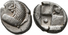 THRACE. Chersonesos. Circa 386-338 BC. Hemidrachm (Silver, 14 mm, 2.79 g), a contemporary imitation. Forepart of a lion to right, head turned back to ...