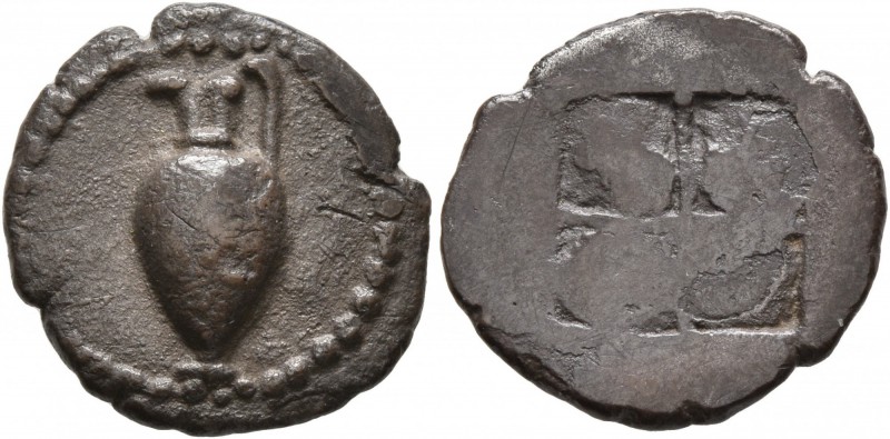 MACEDON. Terone. Circa 490-480 BC. Tetrobol (Silver, 15 mm, 2.42 g). Oinochoe, s...