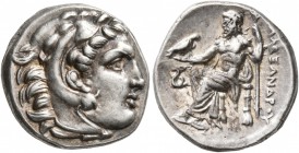 KINGS OF MACEDON. Alexander III ‘the Great’, 336-323 BC. Drachm (Silver, 17 mm, 4.28 g, 9 h), Lamspakos, struck under Leonnatos, Arrhidaios, or Antigo...