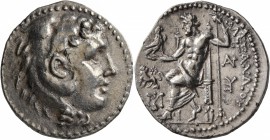 KINGS OF MACEDON. Alexander III ‘the Great’, 336-323 BC. Tetradrachm (Silver, 30 mm, 16.68 g, 1 h), Miletos, circa 190-175. Head of Herakles to right,...
