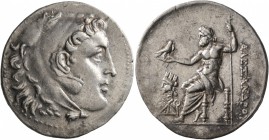 KINGS OF MACEDON. Alexander III ‘the Great’, 336-323 BC. Tetradrachm (Silver, 32 mm, 16.95 g, 12 h), Smyrna, circa 220-200 BC. Head of Herakles to rig...