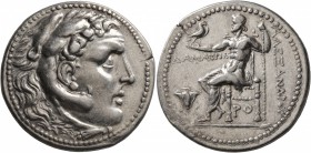 KINGS OF MACEDON. Alexander III ‘the Great’, 336-323 BC. Tetradrachm (Silver, 29 mm, 17.00 g, 12 h), Rhodes, Damatrios, magistrate, circa 201-190. Hea...