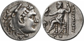 KINGS OF MACEDON. Alexander III ‘the Great’, 336-323 BC. Tetradrachm (Silver, 29 mm, 17.12 g, 1 h), Arados, CY 63 = 197/6. Head of Herakles to right, ...