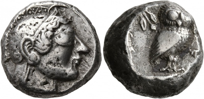 ATTICA. Athens. Circa 485/480 BC. Tetradrachm (Silver, 19 mm, 16.90 g, 8 h). Hea...