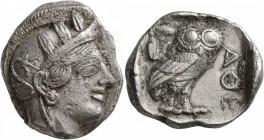 ATTICA. Athens. Circa 430s-420s BC. Tetradrachm (Silver, 25 mm, 16.19 g, 4 h). Head of Athena to right, wrearing crested Attic helmet decorated with t...