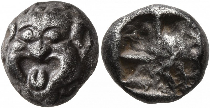 MYSIA. Parion. 5th century BC. Drachm (Silver, 13 mm, 3.74 g). Facing gorgoneion...