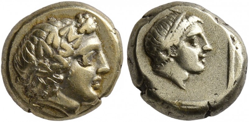 LESBOS. Mytilene. Circa 377-326 BC. Hekte (Electrum, 10 mm, 2.53 g, 12 h). Head ...