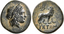 IONIA. Miletos. Circa 350-325 BC. Chalkous (Bronze, 14 mm, 1.85 g, 12 h), Euktemos, magistrate. Laureate head of Apollo to right. Rev. EYKTHM Lion wal...