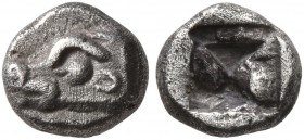 IONIA. Phokaia. Circa 550-500 BC. Hemiobol (Silver, 6 mm, 0.37 g). Head of a seal to left. Rev. Quadripartite incuse square. BMC 79. Good very fine.
