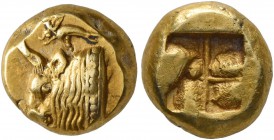 IONIA. Phokaia. Circa 521-478 BC. Hekte (Electrum, 9 mm, 2.59 g). Head of a bull to left; above, seal to left. Rev. Quadripartite incuse square. Boden...