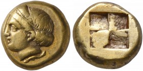 IONIA. Phokaia. Circa 478-387 BC. Hekte (Electrum, 10 mm, 2.52 g). Head of a female to left; below, seal to left. Rev. Quadripartite incuse square. Bo...