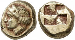 IONIA. Phokaia. Circa 478-387 BC. Hekte (Electrum, 10 mm, 2.58 g). Female head to left; below, seal left. Rev. Quadripartite incuse square. Bodenstedt...