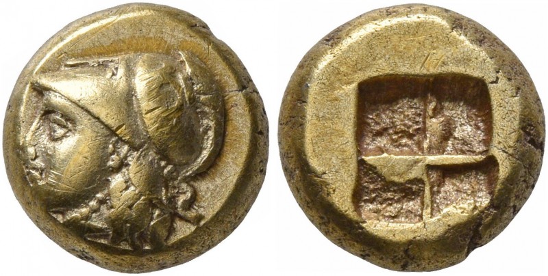 IONIA. Phokaia. Circa 387-326 BC. Hekte (Electrum, 9 mm, 2.50 g). Head of Athena...