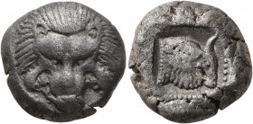 ISLANDS OFF IONIA, Samos. Circa 489/8-482/1 BC. Tetradrachm (Silver, 18 mm, 12.39 g). Facing scalp of a lion. Rev. Head of an ox to right within incus...