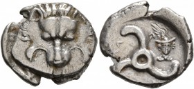 DYNASTS OF LYCIA. Perikles, circa 380-360 BC. 1/3 Stater (Silver, 18 mm, 3.06 g, 6 h). Facing lion's scalp. Rev. [&#66195;&#66177;-&#66197;&#66182;]-&...