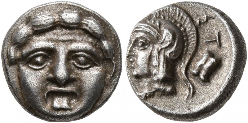 PISIDIA. Selge. Circa 350-300 BC. Obol (Silver, 9 mm, 1.04 g, 12 h). Facing gorg...