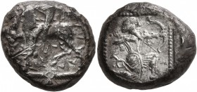 CILICIA. Tarsos. Circa 425-400 BC. Stater (Silver, 19 mm, 10.43 g, 11 h). Horseman (satrap, or Cilician King) riding left. Rev. Archer in kneeling-run...