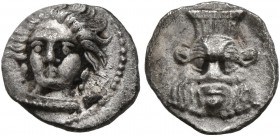 CILICIA. Uncertain. 4th century BC. Obol (Silver, 9 mm, 0.53 g, 11 h). Female head of (Arethusa?) facing slightly to left, wearing necklace. Rev. Faci...