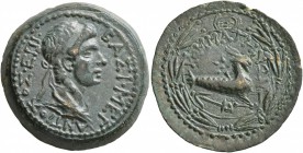 KINGS OF COMMAGENE. Antiochos IV Epiphanes, 38-72. AE (Bronze, 24 mm, 9.33 g, 12 h). BAΣI•MEΓ ANTIOXOΣ•EΠΙ• Diademed and draped bust of Antiochos IV t...