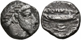 PHOENICIA. Arados. Circa 380-351/0 BC. 1/3 Stater (?) (Silver, 12 mm, 2.59 g, 4 h). Laureate head of Ba’al-Arwad to right. Rev. &#67648;&#67660; Galle...