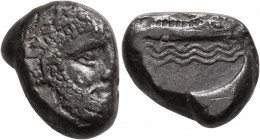 PHOENICIA. Arados. Circa 348/7-339/8 BC. Stater (Silver, 19 mm, 10.08 g, 9 h). Head of Ba'al-Arwad to right, wearing laurel wreath. Rev. Galley right;...