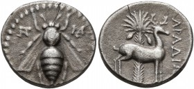 PHOENICIA. Arados. Circa 172/1-111/0 BC. Drachm (Silver, 17 mm, 3.36 g, 12 h), CY 88 = 172/1. Bee; to left, and right, monograms. Rev. APAΔIΩ[N] Stag ...