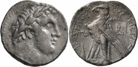PHOENICIA. Tyre. 126/5 BC-AD 65/6. Shekel (Silver, 27 mm, 13.14 g, 12 h), CY 84 = 43/2 BC. Laureate head of Melkart to right, lion skin tied around ne...