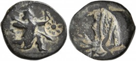 PERSIA, Achaemenid Empire. Time of Artaxerxes III to Darios III , circa 350-333 BC. Chalkous (Bronze, 15 mm, 1.63 g). The Persian Great King, wearing ...