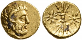 KYRENAICA. Kyrene. Magas, as Ptolemaic Governor , circa 308-305 BC. Obol (Gold, 7 mm, 0.69 g, 2 h). Laureate head of Zeus Ammon to right, with ram's h...