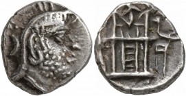KINGS OF PERSIS. Uncertain king, mid-late 2nd century BC. Drachm (Silver, 16 mm, 4.09 g, 6 h). Male head to right, wearing diadem and kyrbasia surmoun...