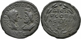 MOESIA INFERIOR. Dionysopolis. Gordian III , 238-244. Pentassarion (Bronze, 27 mm, 11.23 g, 1 h). AYT•K• - M•ANTW•ΓOPΔIANOC•AYΓ• Laureate, draped and ...