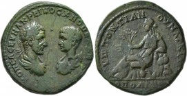 MOESIA INFERIOR. Marcianopolis. Macrinus, with Diadumenian as Caesar , 217-218. Pentassarion (Bronze, 26 mm, 11.08 g, 1 h), Pontianus, legatus consula...