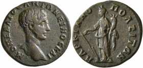 MOESIA INFERIOR. Marcianopolis. Diadumenian , as Caesar, 217-218. Assarion (Bronze, 20 mm, 3.46 g, 2 h). M OΠEΛΛIOC ANTΩNEINOC KAI Bare head of Diadum...