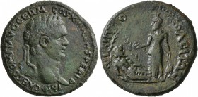 THRACE. Philippopolis. Domitian , 81-96. 'Sestertius' (Bronze, 32 mm, 22.21 g, 7 h). IMP CAES DOMIT AVG GERM COS XIII CENS PER P P Laureate head of Do...