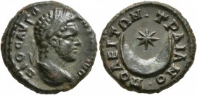THRACE. Traianopolis. Caracalla , 198-217. Hemiassarion (Bronze, 16 mm, 3.50 g, 12 h). ANTΩN EI NOC ΠIOC AYΓO Laureate head of Caracalla to right. Rev...