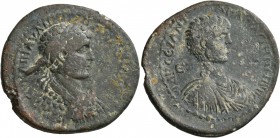 PONTUS. Amasia. Caracalla, with Geta as Caesar , 198-209. Tetrassarion (Bronze, 31 mm, 16.59 g, 7 h), CY 208 = 206/7 AD. AY K M AYP ANTΩNINOC Laureate...