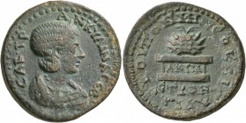 PONTUS. Neocaesarea. Tranquillina , Augusta, 241-244. Tetrassarion (Bronze, 29 mm, 17.53 g, 7 h), CY 178 = 241/2. CAB•TPANKYΛINA CЄB Draped bust of Tr...