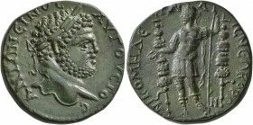 BITHYNIA. Nicomedia. Caracalla , 198-217. Tetrassarion (Bronze, 27 mm, 16.64 g, 2 h). ANTΩNЄINOC AYΓOYCTOC Laureate head of Caracalla to right. Rev. N...