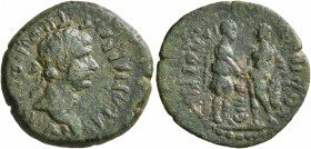 IONIA. Ephesus. Trajan , 98-117. Hemiassarion (Bronze, 20 mm, 3.78 g, 7 h). AYTO NEPBAC TPAIANOC KECAP Laureate head of Trajan to right. Rev. ΑΝΔΡΟΚΛΟ...